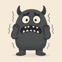 Ein Angstmonster. Hypnose kann helfen Ängste und Phobien verschwinden zu lassen.